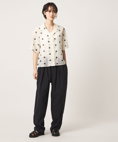CITEN(シテン)の「<CITEN>フラワーシシュウシアーシャツ(シャツ/ブラウス・レディース・オフホワイト/ブラウン系・FREE)」の4枚目の写真