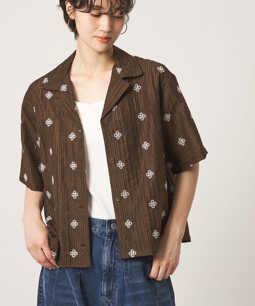 CITEN(シテン)の「<CITEN>フラワーシシュウシアーシャツ(シャツ/ブラウス・レディース・オフホワイト/ブラウン系・FREE)」の5枚目の写真