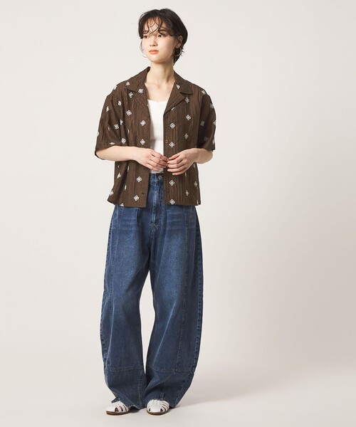 CITEN(シテン)の「<CITEN>フラワーシシュウシアーシャツ(シャツ/ブラウス・レディース・オフホワイト/ブラウン系・FREE)」の6枚目の写真