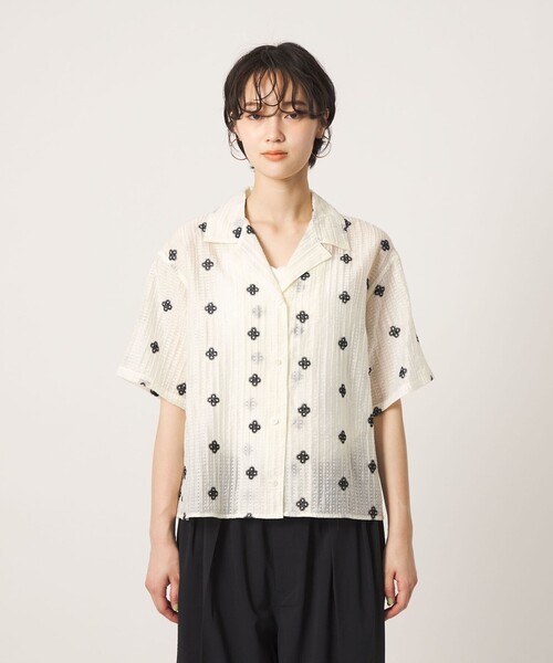CITEN(シテン)の「<CITEN>フラワーシシュウシアーシャツ(シャツ/ブラウス・レディース・オフホワイト/ブラウン系・FREE)」の7枚目の写真