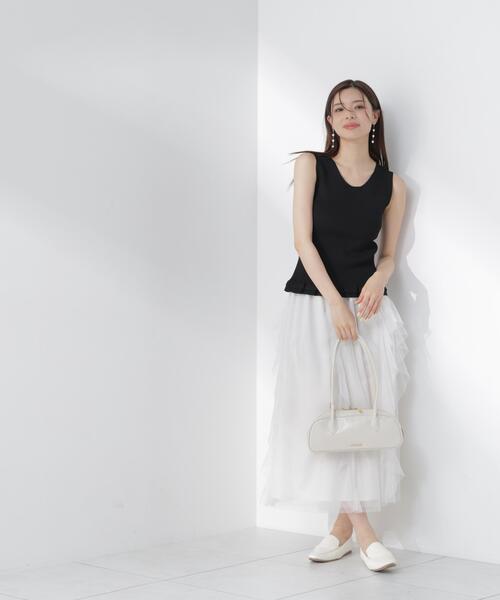 PROPORTION BODY DRESSING(プロポーションボディドレッシング)の「裾フリルニットトップス / 1216270601(ニット/セーター・レディース・ブラック/ホワイト系その他/レッド・FREE)」の21枚目の写真
