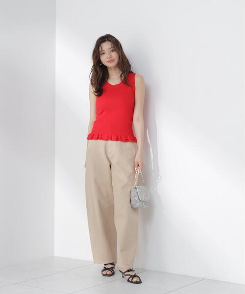 PROPORTION BODY DRESSING(プロポーションボディドレッシング)の「裾フリルニットトップス / 1216270601(ニット/セーター・レディース・ブラック/ホワイト系その他/レッド・FREE)」の11枚目の写真