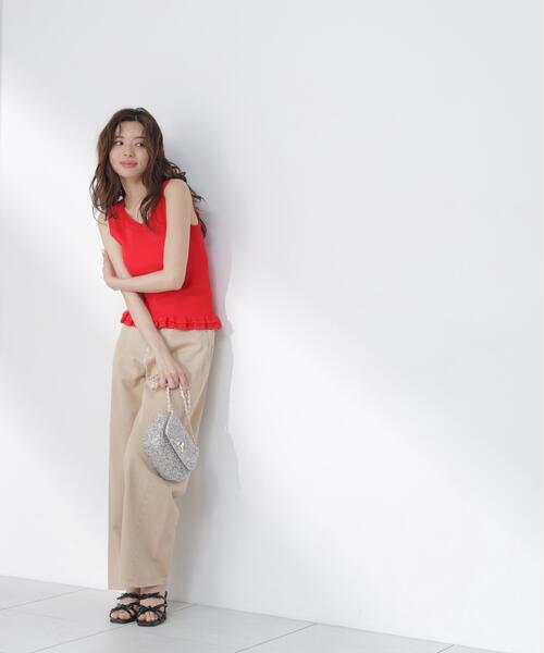 PROPORTION BODY DRESSING(プロポーションボディドレッシング)の「裾フリルニットトップス / 1216270601(ニット/セーター・レディース・ブラック/ホワイト系その他/レッド・FREE)」の12枚目の写真