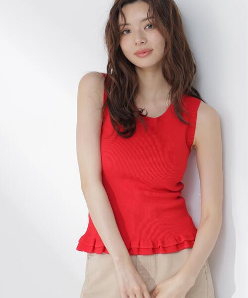 PROPORTION BODY DRESSING(プロポーションボディドレッシング)の「裾フリルニットトップス / 1216270601(ニット/セーター・レディース・ブラック/ホワイト系その他/レッド・FREE)」の13枚目の写真