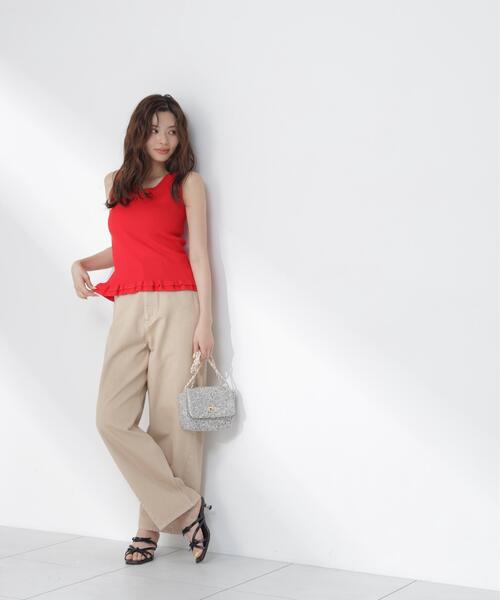 PROPORTION BODY DRESSING(プロポーションボディドレッシング)の「裾フリルニットトップス / 1216270601(ニット/セーター・レディース・ブラック/ホワイト系その他/レッド・FREE)」の14枚目の写真