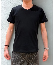フライス半袖VネックTシャツ