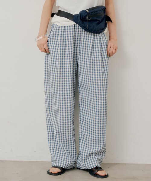 WHIMSIC（ウィムジック）の「【UNISEX/2サイズ/SETUP対応】ギンガムチェックスリーピングパンツ（その他パンツ・メンズ・ブルー/ブラック/キャメル・1/2）」の2枚目の写真