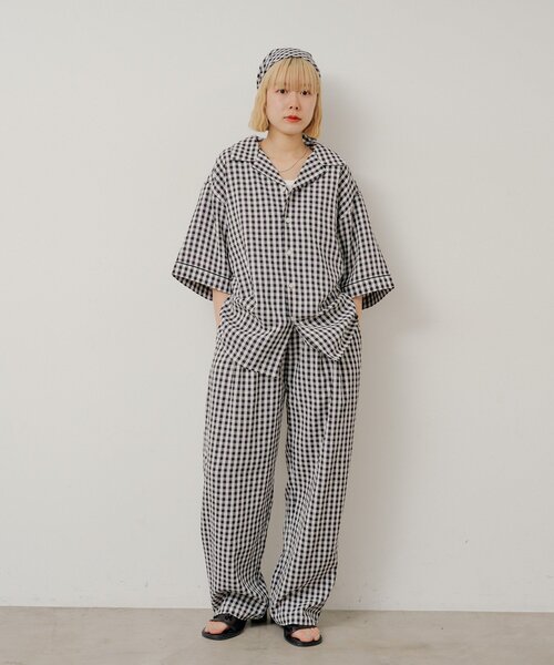 WHIMSIC（ウィムジック）の「【UNISEX/2サイズ/SETUP対応】ギンガムチェックスリーピングパンツ（その他パンツ・メンズ・ブルー/ブラック/キャメル・1/2）」の12枚目の写真