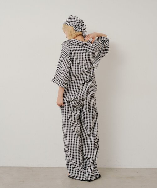 WHIMSIC（ウィムジック）の「【UNISEX/2サイズ/SETUP対応】ギンガムチェックスリーピングパンツ（その他パンツ・メンズ・ブルー/ブラック/キャメル・1/2）」の10枚目の写真