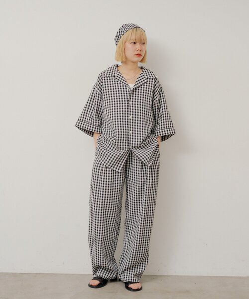 WHIMSIC（ウィムジック）の「【UNISEX/2サイズ/SETUP対応】ギンガムチェックスリーピングパンツ（その他パンツ・メンズ・ブルー/ブラック/キャメル・1/2）」の9枚目の写真