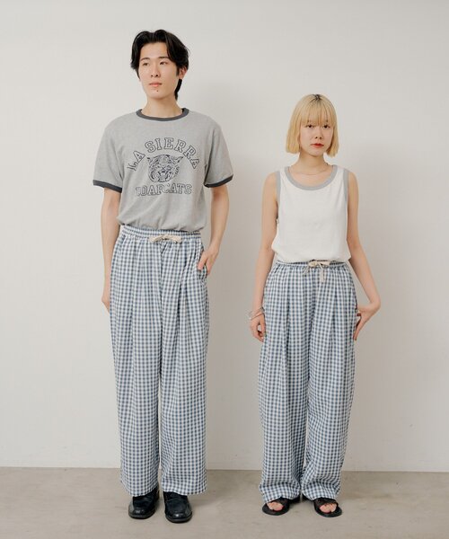 WHIMSIC（ウィムジック）の「【UNISEX/2サイズ/SETUP対応】ギンガムチェックスリーピングパンツ（その他パンツ・メンズ・ブルー/ブラック/キャメル・1/2）」の4枚目の写真