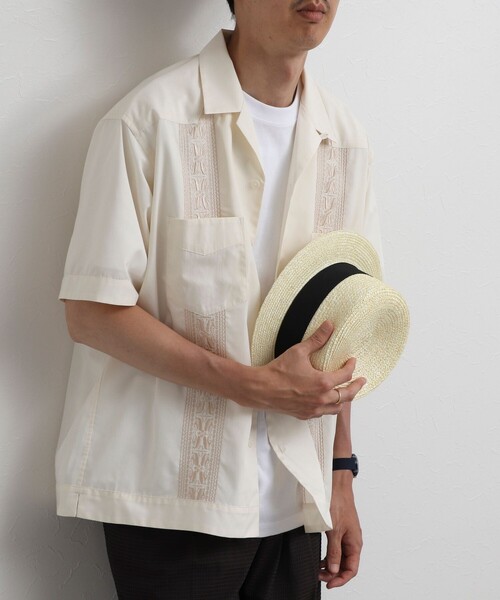 NOLLEY’S（ノーリーズ）の「クジラ刺繍 キューバシャツ 26SS（シャツ/ブラウス・メンズ・ブラック/ベージュ/アイボリー・M/L/S）」の4枚目の写真