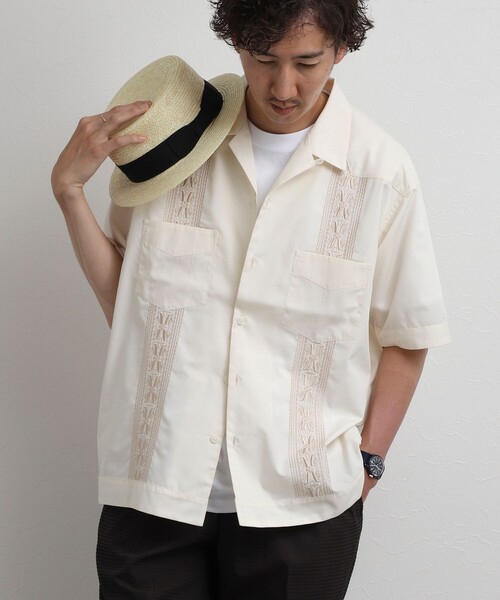 NOLLEY’S（ノーリーズ）の「クジラ刺繍 キューバシャツ 26SS（シャツ/ブラウス・メンズ・ブラック/ベージュ/アイボリー・M/L/S）」の5枚目の写真