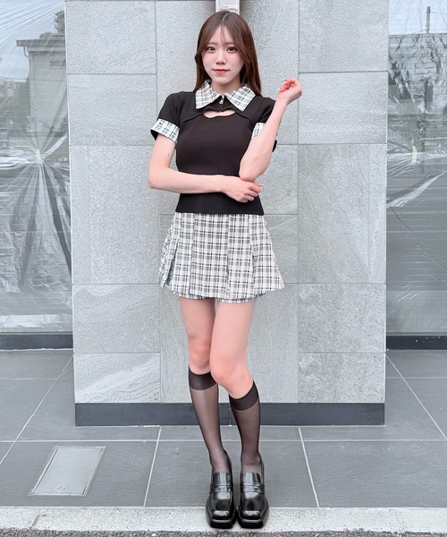 NOMAE（ノーマエ）の「【セットアップ対応】チェックボックスプリーツスカート（スカート・レディース・ホワイト系その他/グレー系その他/ベージュ系その他・FREE）」の5枚目の写真