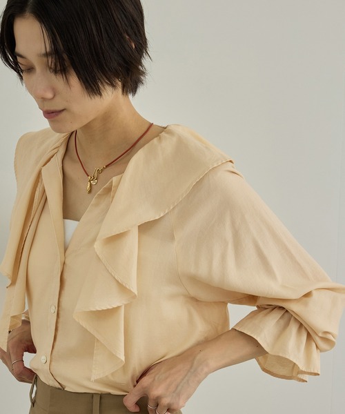 SALON adam et rope'（サロン アダム エ ロペ）の「【WEB限定】ライトデニムフリルカラーシャツ（シャツ/ブラウス・レディース・サックスブルー/ベージュ系その他・FREE）」の22枚目の写真