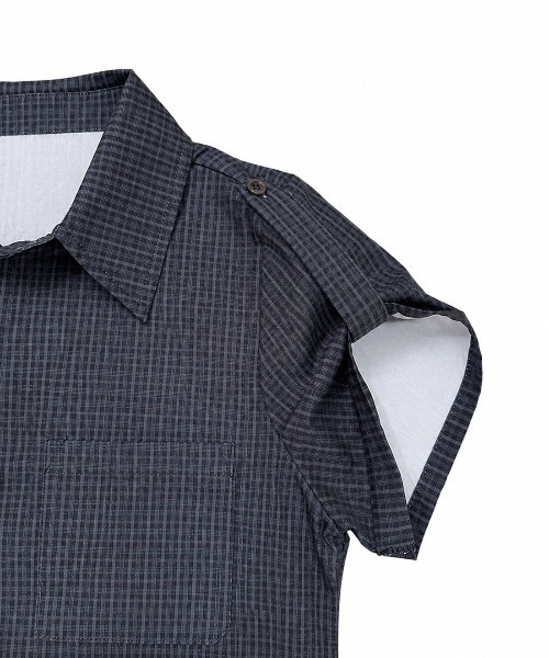Never mind the XU / Chikashitsu+(ネバーマインド ザ エックスユー / チカシツプラス)の「【nmtc+】Roll-Up Check Shirt / 【エヌエムティーシープラス】ロールアップチェック半袖シャツ(シャツ/ブラウス・レディース・ブラック・ONE SIZE)」の19枚目の写真