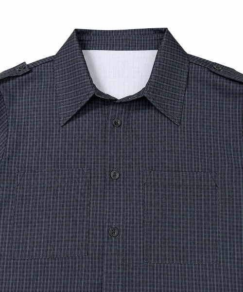 Never mind the XU / Chikashitsu+(ネバーマインド ザ エックスユー / チカシツプラス)の「【nmtc+】Roll-Up Check Shirt / 【エヌエムティーシープラス】ロールアップチェック半袖シャツ(シャツ/ブラウス・レディース・ブラック・ONE SIZE)」の18枚目の写真