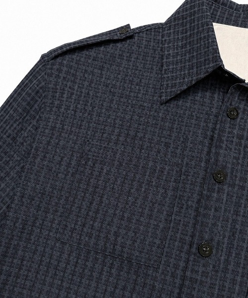 Never mind the XU / Chikashitsu+(ネバーマインド ザ エックスユー / チカシツプラス)の「【nmtc+】Roll-Up Check Shirt / 【エヌエムティーシープラス】ロールアップチェック半袖シャツ(シャツ/ブラウス・レディース・ブラック・ONE SIZE)」の20枚目の写真
