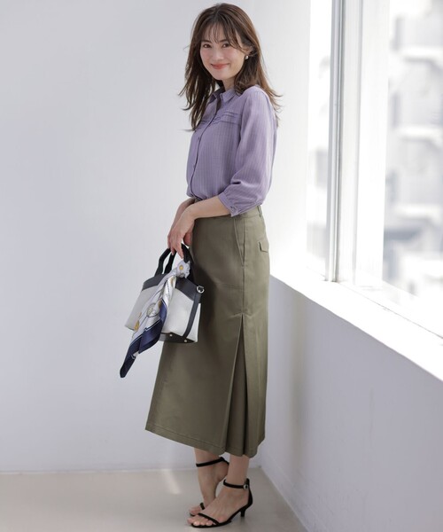 J.PRESS(ジェイプレス)の「20チノストレッチ スカート(スカート・レディース・ネイビー系/カーキ系/ベージュ系・T13/T15/T17)」の7枚目の写真