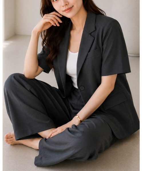 FAZVY(ファズビー)の「半袖テーラードジャケット(テーラードジャケット・レディース・グレー/ホワイト・M)」の15枚目の写真