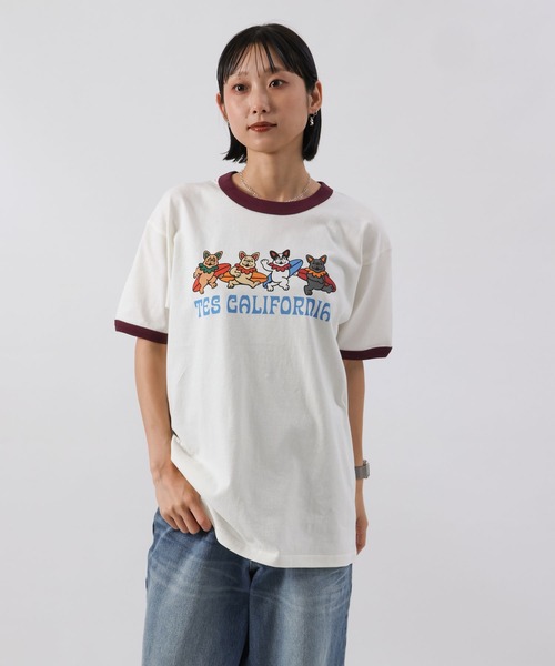 The Endless Summer(エンドレスサマー)の「【WEB / FLAG SHOP限定】SURF BUDDIES RINGER T-SHIRT /リンガー半袖Tシャツ(Tシャツ/カットソー・メンズ・ダークグリーン/ワイン/ブラック/グレー/ブルーグレー・LARGE/MEDIUM/SMALL/X-LARGE)」の6枚目の写真