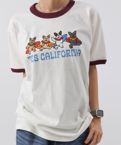 The Endless Summer(エンドレスサマー)の「【WEB / FLAG SHOP限定】SURF BUDDIES RINGER T-SHIRT /リンガー半袖Tシャツ(Tシャツ/カットソー・メンズ・ダークグリーン/ワイン/ブラック/グレー/ブルーグレー・LARGE/MEDIUM/SMALL/X-LARGE)」の8枚目の写真