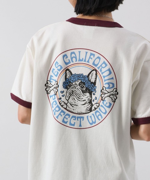 The Endless Summer(エンドレスサマー)の「【WEB / FLAG SHOP限定】SURF BUDDIES RINGER T-SHIRT /リンガー半袖Tシャツ(Tシャツ/カットソー・メンズ・ダークグリーン/ワイン/ブラック/グレー/ブルーグレー・LARGE/MEDIUM/SMALL/X-LARGE)」の9枚目の写真