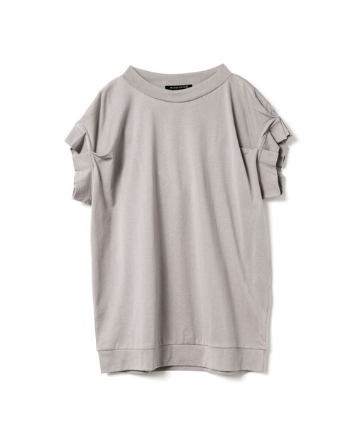 mizuiroind(ミズイロインド)の「mizuiro ind フリルスリーブクルーネックプルオーバー(Tシャツ/カットソー・レディース・チャコールグレー/ライトグレー/ブラウン/オフホワイト/ブラック・FREE)」の1枚目の写真