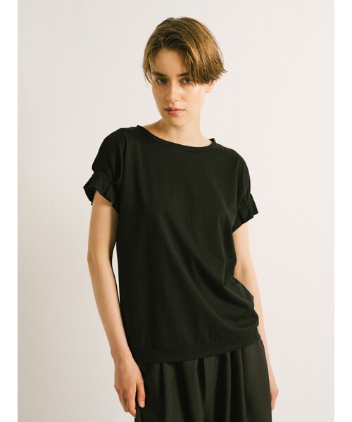 mizuiroind(ミズイロインド)の「mizuiro ind フリルスリーブクルーネックプルオーバー(Tシャツ/カットソー・レディース・チャコールグレー/ライトグレー/ブラウン/オフホワイト/ブラック・FREE)」の17枚目の写真