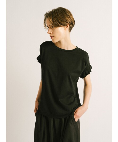 mizuiroind(ミズイロインド)の「mizuiro ind フリルスリーブクルーネックプルオーバー(Tシャツ/カットソー・レディース・チャコールグレー/ライトグレー/ブラウン/オフホワイト/ブラック・FREE)」の18枚目の写真