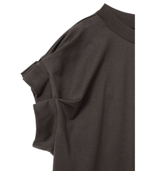 mizuiroind(ミズイロインド)の「mizuiro ind フリルスリーブクルーネックプルオーバー(Tシャツ/カットソー・レディース・チャコールグレー/ライトグレー/ブラウン/オフホワイト/ブラック・FREE)」の7枚目の写真
