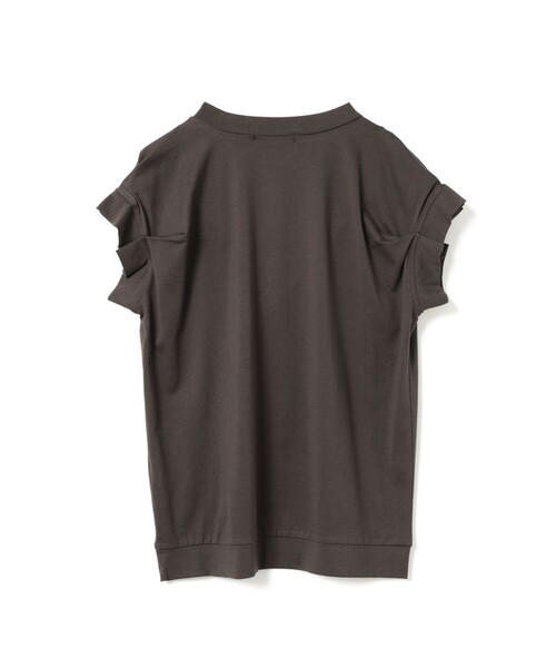 mizuiroind(ミズイロインド)の「mizuiro ind フリルスリーブクルーネックプルオーバー(Tシャツ/カットソー・レディース・チャコールグレー/ライトグレー/ブラウン/オフホワイト/ブラック・FREE)」の9枚目の写真