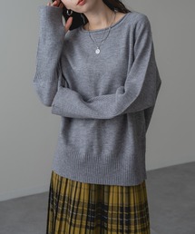【refinedworks】袖リブ 使いで手元まで華奢見え！ アームウオーマー カラー ニット