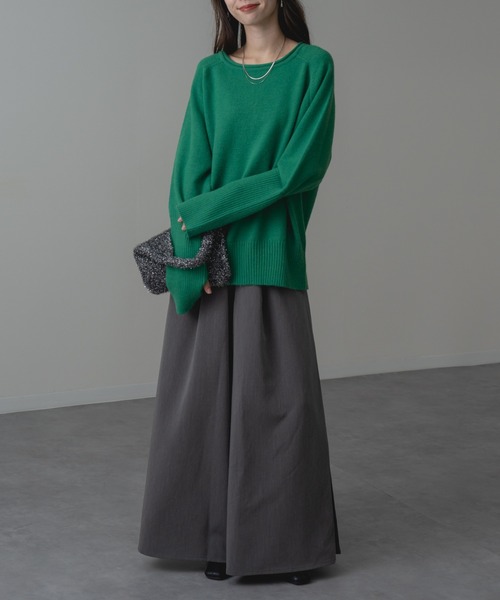 refinedworks(リファインドワークス)の「【refinedworks】袖リブ 使いで手元まで華奢見え! アームウオーマー カラー ニット(ニット/セーター・レディース・グリーン/レッド/グレー・FREE)」の10枚目の写真