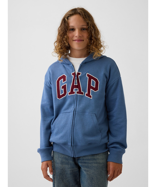 リラックスフィット GAPロゴ フレンチテリー ジップアップパーカー