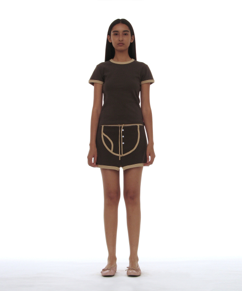 PARTIMENTO WOMEN(パルティメントウィメン)の「PWC リンガーショートスリーブTシャツ_チャコール(Tシャツ/カットソー・レディース・その他・SMALL/MEDIUM/LARGE)」の2枚目の写真