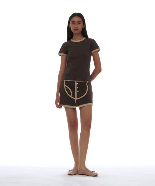 PARTIMENTO WOMEN(パルティメントウィメン)の「PWC リンガーショートスリーブTシャツ_チャコール(Tシャツ/カットソー・レディース・その他・SMALL/MEDIUM/LARGE)」の5枚目の写真