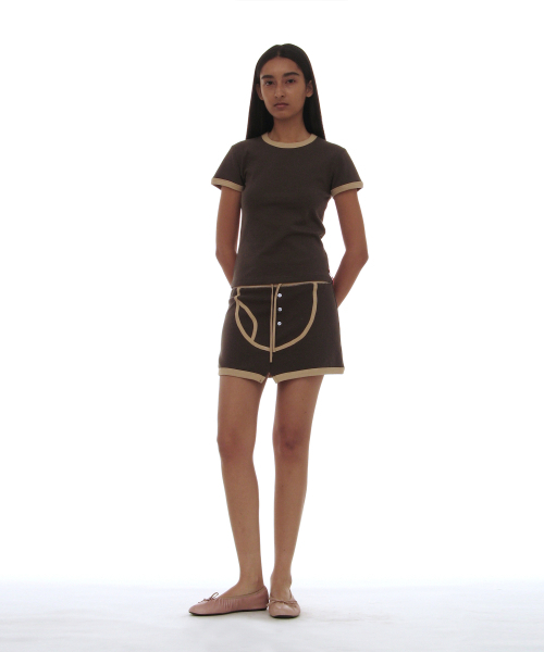 PARTIMENTO WOMEN(パルティメントウィメン)の「PWC リンガーショートスリーブTシャツ_チャコール(Tシャツ/カットソー・レディース・その他・SMALL/MEDIUM/LARGE)」の6枚目の写真