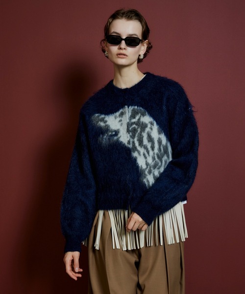 MAISON SPECIAL(メゾンスペシャル)の「【2026Autumn PRE-ORDER】Dalmatian Knit Cardigan/ダルメシアンニットカーデ(カーディガン/ボレロ・レディース・ライム/グレー/ネイビー・FREE)」の3枚目の写真