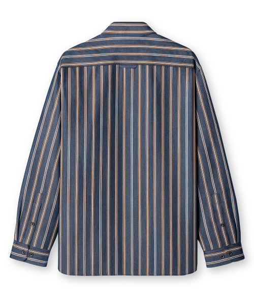 EDINBURGH CLUB（エディンバラクラブ）の「OVER FIT STRIPED SHIRT [NAVY]（シャツ/ブラウス・メンズ・ネイビー・SMALL/MEDIUM/LARGE/X-LARGE）」の2枚目の写真