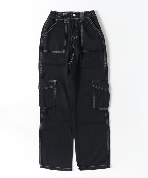 Dream garden(ドリームガーデン)の「配色ステッチ カーゴデニムパンツ(デニムパンツ・レディース・ブラック・XS/L/XL/2XL)」の9枚目の写真
