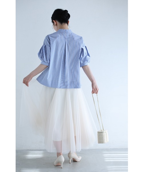 cawaii(カワイイ)の「ふんわりポワン袖の立体花ブラウストップス(シャツ/ブラウス・レディース・ホワイト/ブルー・FREE)」の13枚目の写真