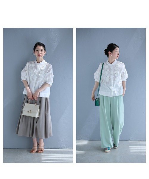 cawaii(カワイイ)の「ふんわりポワン袖の立体花ブラウストップス(シャツ/ブラウス・レディース・ホワイト/ブルー・FREE)」の10枚目の写真
