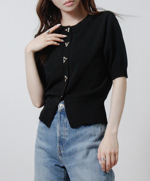 NYLAUS(ナイラス)の「【SG】サンカクボタン カーディガン 半袖 シルバーボタン(カーディガン/ボレロ・レディース・ブラック/オフホワイト/ピンク・M)」の20枚目の写真