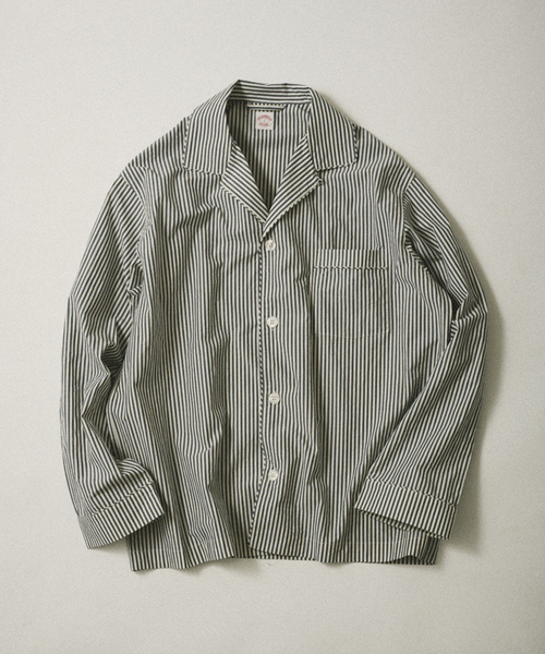 BROOKS BROTHERS(ブルックスブラザーズ)の「Brooks Brothers / ブルックスブラザーズ 別注 ストライプ シャツジャケット(シャツ/ブラウス・メンズ・ボルドー/サックスブルー・LARGE/MEDIUM)」の2枚目の写真