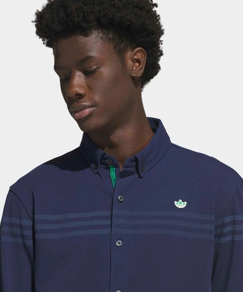 adidas(アディダス)の「オリジナルス ツイストニット ボタンアップポロシャツ【adidas Golf/アディダスゴルフ】(ポロシャツ・メンズ・ブルー・X-LARGE/LARGE/3XL/XX-LARGE/SMALL/MEDIUM)」の3枚目の写真