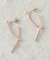 パール調ダブルラインピアス