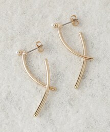 パール調ダブルラインピアス