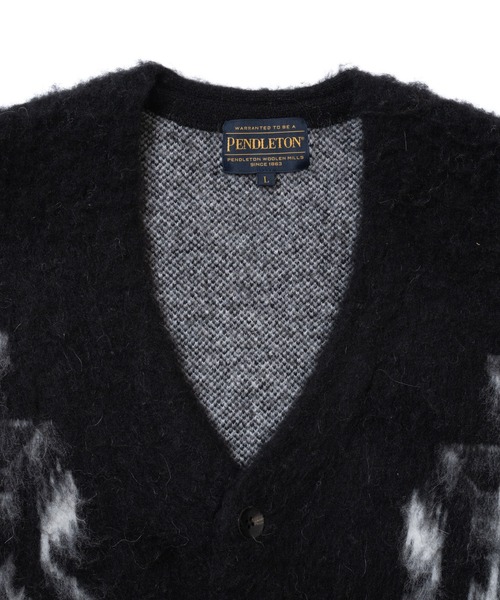 PENDLETON（ペンドルトン）の「モヘア混シャギーニットカーディガン（カーディガン/ボレロ・メンズ・ブラウン/Cobalt/ブラック・LARGE/MEDIUM）」の4枚目の写真