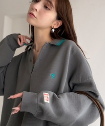 Java（ジャバ）の「《JaVaジャバコラボ》ベーシック以上、主張しすぎない存在感。胸刺繍入り襟ライン配色ニットポロシャツ(長袖)（ポロシャツ）」